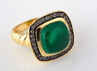 emerald green doublet quartz ring by john m start & co.