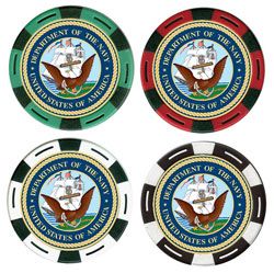 U.S. Navy 500 Poker Chip Set with Custom Case Poker Chips