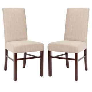 Safavieh Classical Parsons Beige Cotton Side Chairs (Pack of 2) Safavieh Dining Chairs