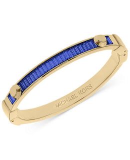 Michael Kors Gold Tone Sapphire Colored Crystal Baguette Cuff Bracelet   Women