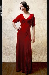sibi dress in deep red velvet by nancy mac