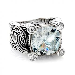 Bali Designs by Robert Manse 8.33ct White Topaz Sterling Silver Scroll Ring wit