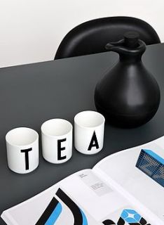arne jacobsen design letter porcelain cup by bodie and fou