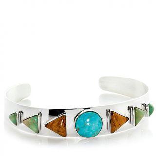Jay King Blue, Brown and Green Turquoise Sterling Silver Cuff Bracelet