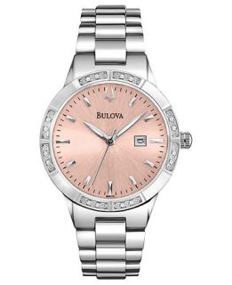 Bulova Womens Diamond Accent Stainless Steel Bracelet Watch 32mm 96R175   Watches   Jewelry & Watches