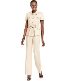 Anne Klein Suit, Short Sleeve Safari Jacket & Pants   Suits & Suit Separates   Women