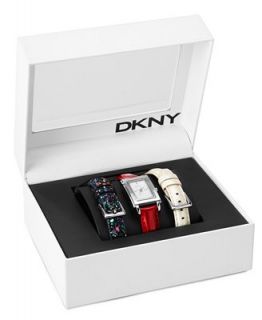 DKNY Watch Set, Womens Interchangeable Red, Black and White Leather Straps 28x22mm NY8726   Watches   Jewelry & Watches