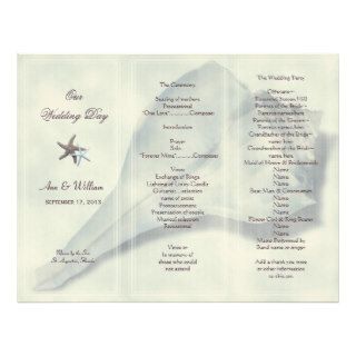 Whelk Shell Tri Fold Wedding Program Template Letterhead