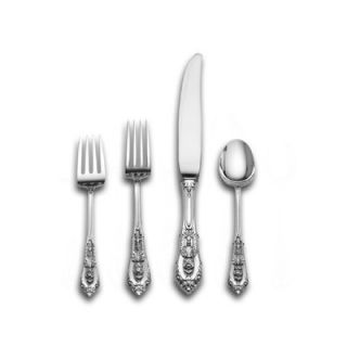 Wallace Rose Point 4 Piece Dinner Flatware Set with Oval Soup Spoon