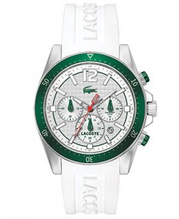Lacoste Mens Chronograph Seattle White Silicone Strap Watch 44mm 2010709   Watches   Jewelry & Watches