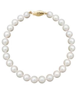 Belle de Mer Pearl Bracelet, 8 14k Gold A+ Akoya Cultured Pearl Strand (6 1/2 7mm)   Bracelets   Jewelry & Watches