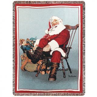 Santa Claus Fringed Holiday Throw   60" x 50"