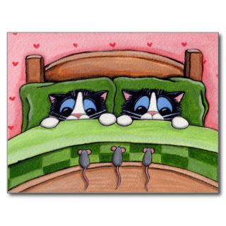 Bed Mice Do Exist   Cat Postcard