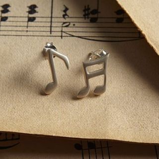 personalised music note stud earrings by lily charmed