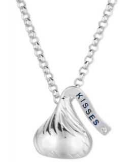Sterling Silver Hersheys Kiss Necklace, Diamond Accent Medium Flat Pendant   Necklaces   Jewelry & Watches