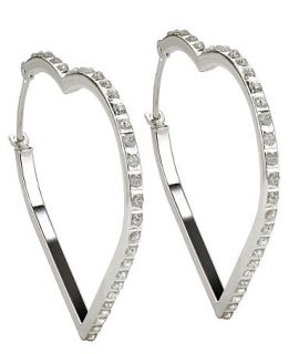 14k White Gold Earrings, Diamond Accent Large Heart Hoop Earrings   Earrings   Jewelry & Watches