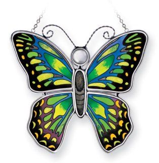 Amia 8262 Ornithoptera Paradisea Butterfly Suncatcher, Hand painted Glass, 5 1/4 Inch W by 5 Inch L  Patio, Lawn & Garden