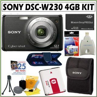 Sony Cyber shot DSC W230/B 12.1 MP Digital Camera in Black + 4GB MEMORY STICK Camera & Photo