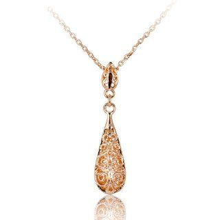 18K Gold Plated Drop with Hollow Flower Pendant Necklace Chain for Women Mothers' Day Gift N230 Jewelry