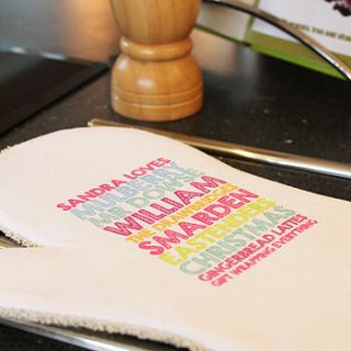 personalised oven glove by pickle pie gifts