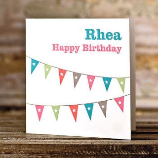 personalised bunting birthday card by rosie robins