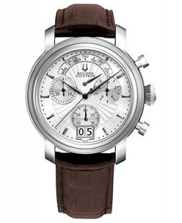 Bulova Accutron Watch, Mens Swiss Chronograph Amerigo Brown Leather Strap 44mm 63C108   Watches   Jewelry & Watches