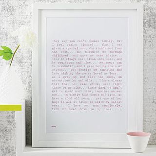 'my mum' poem print by pearl and earl