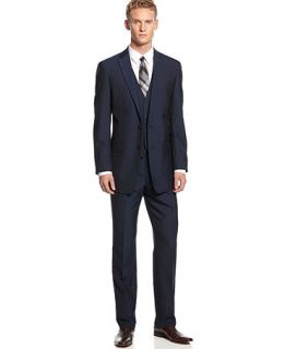 Calvin Klein Suit, Navy Notched Lapel Vested Slim X Fit   Suits & Suit Separates   Men