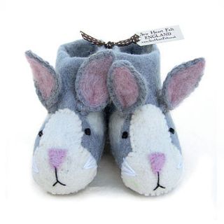 children's rory rabbit felt slippers by sew heart felt