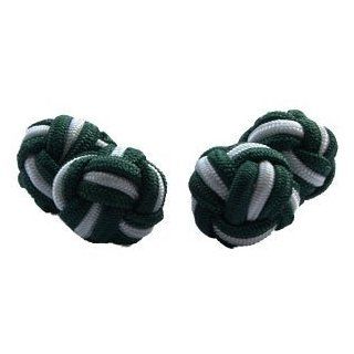 Dark Green & White Silk Knot Cufflinks  Cuffs & Co Cuff Links Jewelry