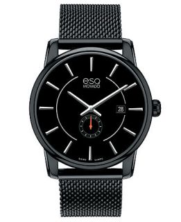 ESQ Movado, Mens Swiss Capital Black Ion Plated Stainless Steel Mesh Bracelet 42mm 7301445   Watches   Jewelry & Watches