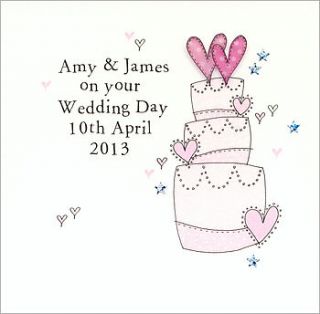 personalised wedding cake card by eggbert & daisy
