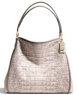 COACH MADISON SMALL PHOEBE IN CROC PRINTED CANVAS   Handbags & Accessories