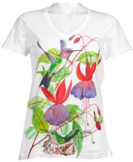 Guy Harvey Anna Hummingbird V Neck T Shirt WHITE Small Fashion T Shirts