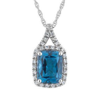 London Blue Topaz and Created White Sapphire Pendant Pendant Necklaces Jewelry