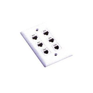 Network Wall Plate with 4 8P8C Data Jacks and 2 6P4C Voice Jacks