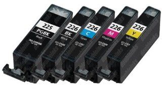 Pack of 5 Canon PGI 225BK, CLI 226BK, CLI 226C, CLI 226M, CLI 226Y compatible ink cartridges with chips for Canon Pixma iP4820, iP4920, iX6520, MG5120, MG5220, MG5320, MG6120, MG6220, MG8120, MG8120B, MG8220, MX882 Electronics