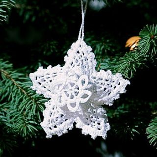 hand crocheted white bethlehem star christmas decoration by malooshi