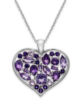Genevieve & Grace Sterling Silver Lavender Jade (22 5/8 ct. t.w.) and Marcasite Heart Pendant Necklace   Necklaces   Jewelry & Watches