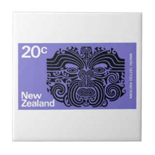 1970 New Zealand Maori Tattoo Postage Stamp Ceramic Tile