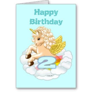2 Year Old Birthday Unicorn Greeting Cards