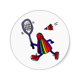 AL  Funny Badminton Birdie Cartoon Sticker