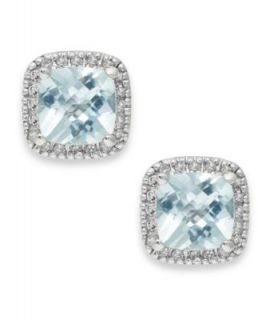 10k White Gold Sapphire (1/2 ct. t.w.) & Diamond (1/10 ct. t.w.) Earrings   Earrings   Jewelry & Watches