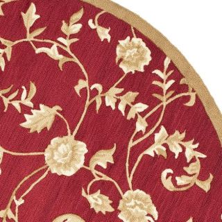 Hand hooked Trellis Red/ Gold Polypropylene Rug (6' Round) Safavieh Round/Oval/Square