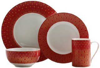 222 Fifth 3001RD801A1 Theorie 16 Piece Dinner Set, Red Kitchen & Dining