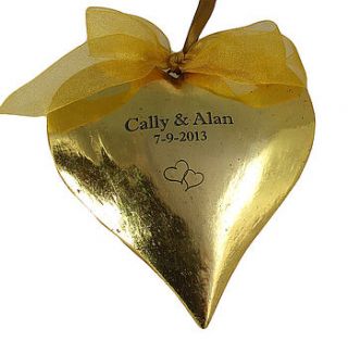 golden wedding anniversary heart keepsake by wooden keepsakes
