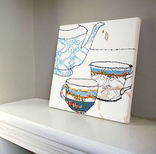 time for tea embellished canvases by stop the clock design