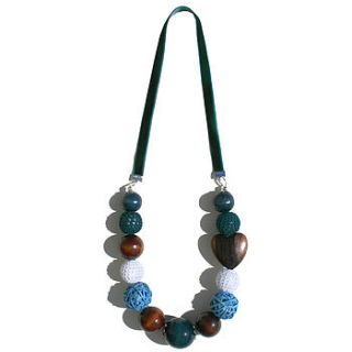 petrol blue velvet necklace by handmade by hayley