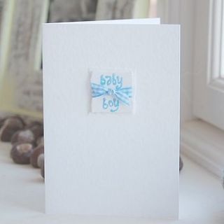 personalised baby boy handmade card by wild bluebell