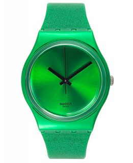 Swatch Watch, Unisex Swiss Deep Shine Green Glitter Green Silicone Strap 34mm GG213   Watches   Jewelry & Watches